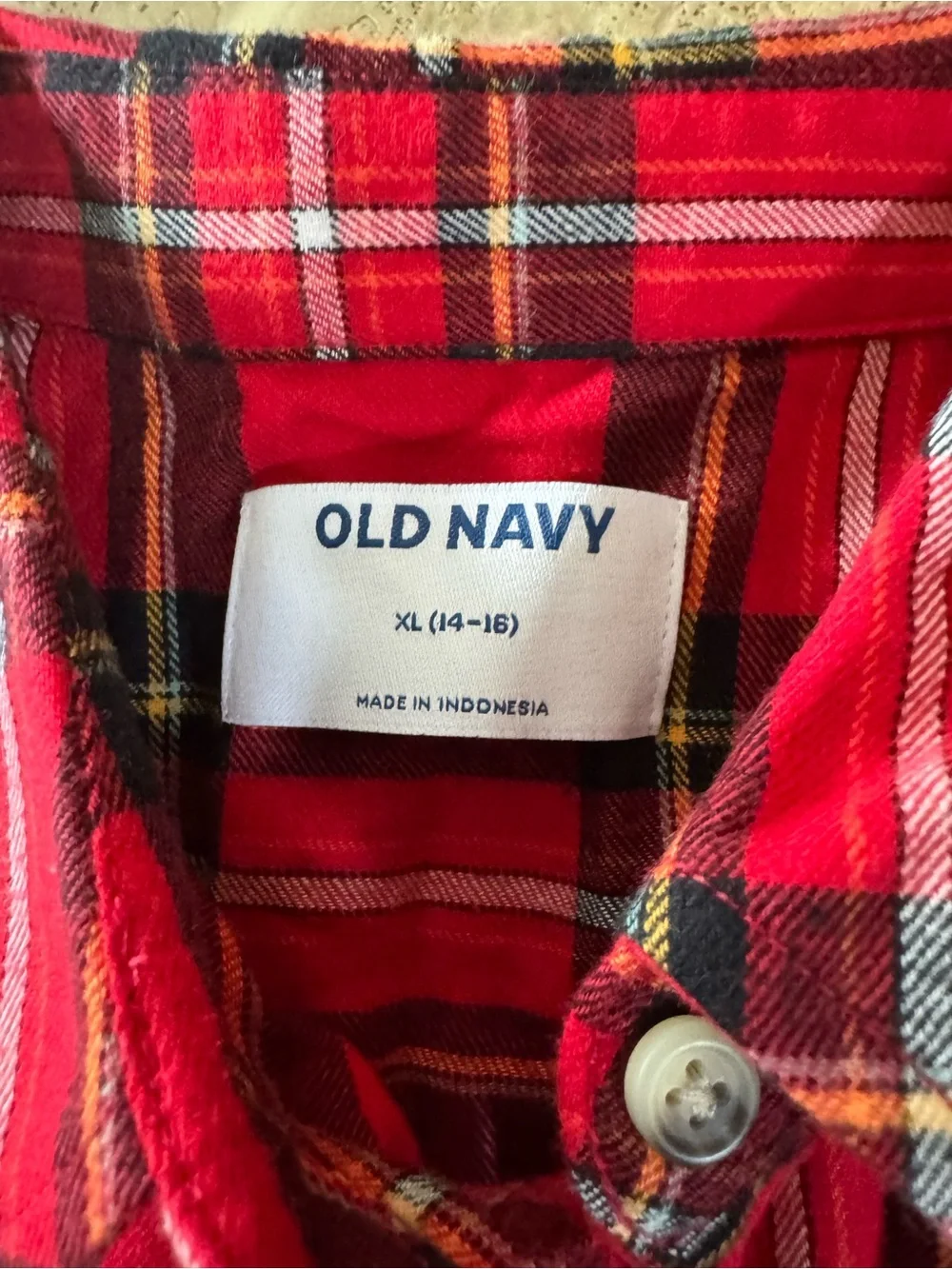 Old Navy Red and Black Plaid Button-Down Shirt
